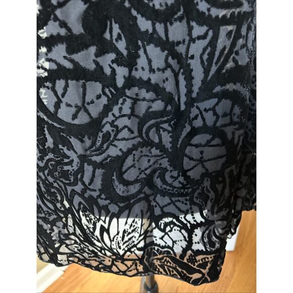 Johnny Was 4 Love and Liberty black Burnout Velvet Floral Silk Blend Top Size S - Picture 4 of 14